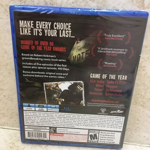 SEALED PS4 THE WALKING DEAD THE COMPLETE FIRST SEASON PLUS 400 DAYS - Picture 2 of 2